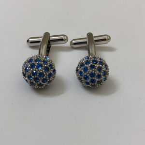 Blue Rhinestone Cuff Links